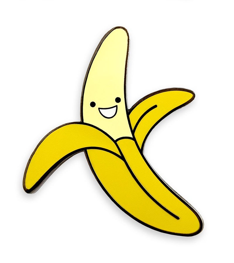 Pinsanity Cute Happy Yellow Banana Enamel Lapel Pin - Image 1